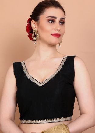 Black Color Tissue Saree Blouse 