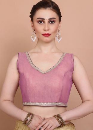 Pink Color Tissue Saree Blouse 