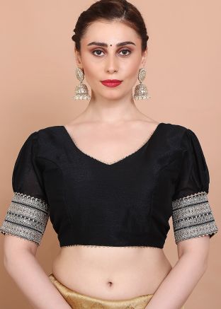 Black Color Silk Saree Blouse 