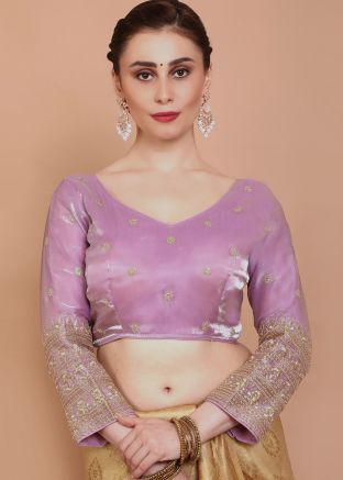 Pink Color Organza Saree Blouse 