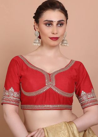 Red Color Silk Saree Blouse 