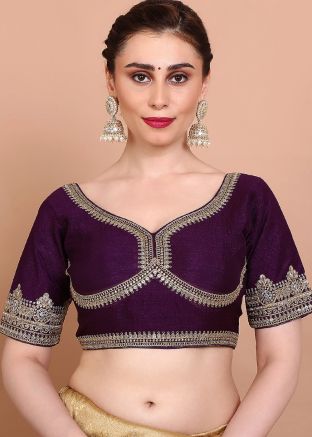 Purple Color Silk Saree Blouse 