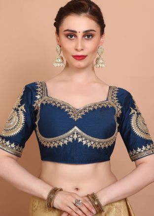 Blue Color Silk Saree Blouse 