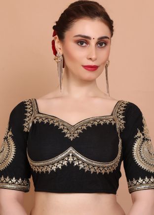 Black Color Silk Saree Blouse 