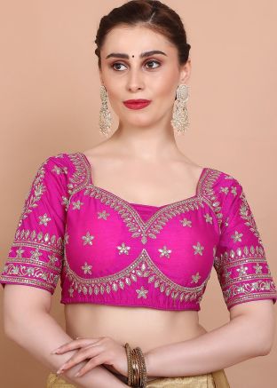 Pink Color Silk Saree Blouse 