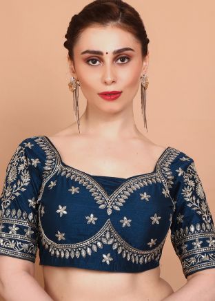 Blue Color Silk Saree Blouse 
