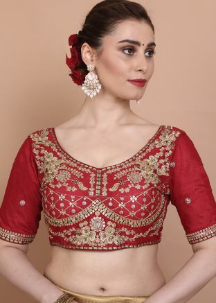 Red Color Silk Saree Blouse 