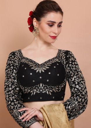 Black Color Silk Saree Blouse 