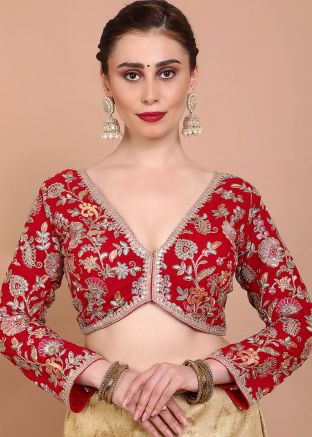 Red Color Georgette Saree Blouse 