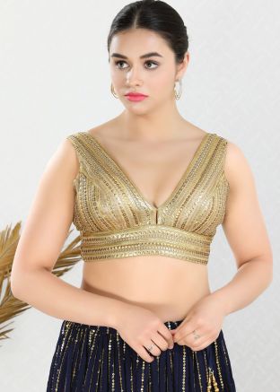 Golden Embroidered Net Blouse