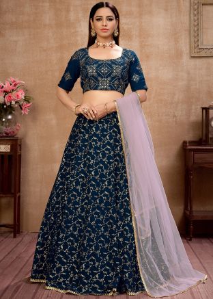 Georgette Festive Lehenga Choli Set In Blue