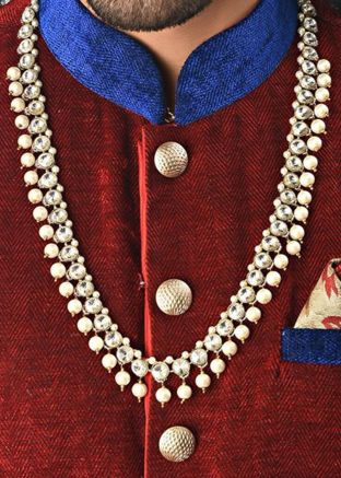 Pearl Beaded and Layered White Kantha Mala