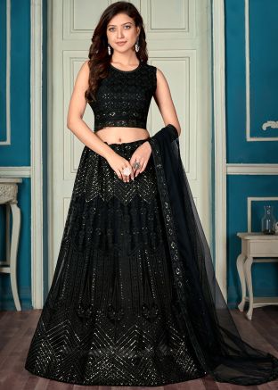 Black Bridesmaid Lehenga Choli With Sequins Work