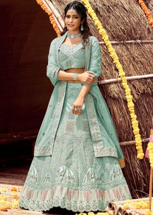 Blue Bridesmaid Velvet Lehenga Choli