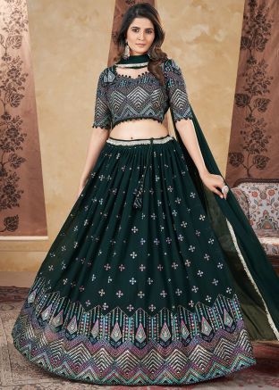 Green Embroidered Lehenga Choli