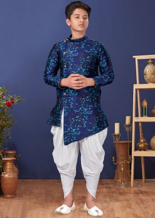 Indo Western Asymmetric Sherwani Dhoti Set 