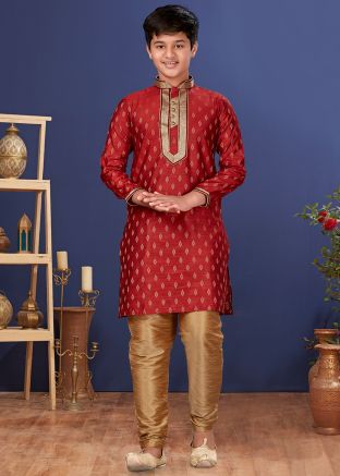 Readymade Kids Kurta Pajama In Red
