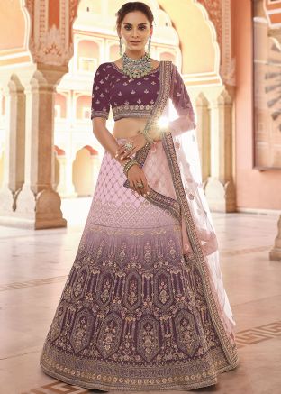 Purple Hand Work Bridesmaid Lehenga Choli
