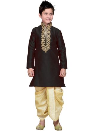 Readymade Black Kids Kurta & Dhoti Set