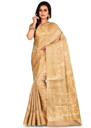 Shop Golden Woven Pure Banarasi Saree Online Shopping