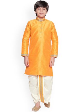 Readymmade Orange Kids Kurta With Dhoti Set