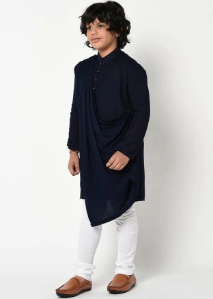 Dark Blue Readymade Kids Kurta Churidaar Set