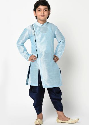 Blue Readymade Kids Dhoti With Kurta 