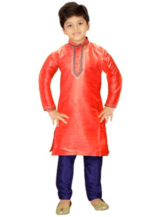 Kidswear Readymade Red Kurta With Pajama