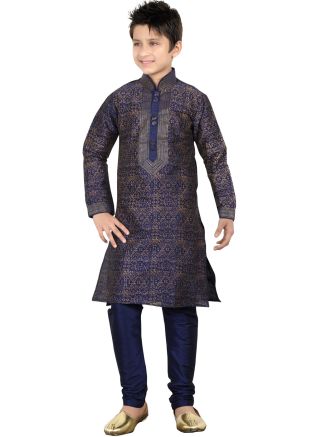 ReadymadeNavy  Blue Art Silk Kids Kurta Pajama