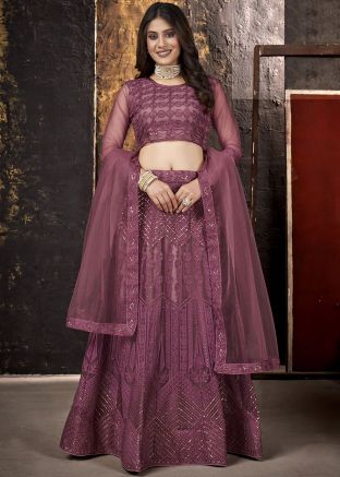 Purple Embroidered Bridesmaid Lehenga Choli