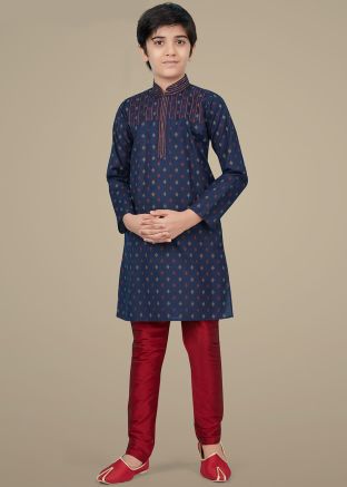 Readymade Blue Kids Printed Kurta Pyjama