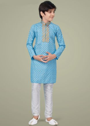 Blue Kids Readymade Cotton Kurta Churidaar