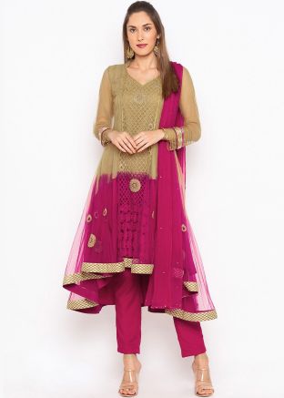 Readymade Multicolor Shaded Asymmetric Pant Suit