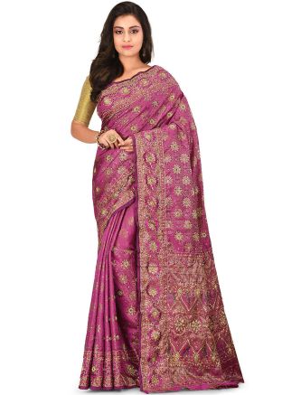 Pink Woven Kanjivaram Silk Saree With Blouse