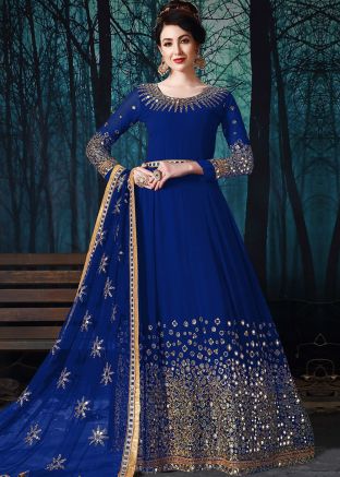 Blue Mirror Embellished Abaya Suit USA