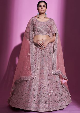 Pink Thread Embroidered Lehenga Choli