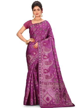 Purple Pure Banarasi Silk Woven Saree
