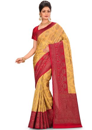 Yellow Woven Pure Banarasi Silk Saree