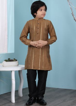 Readymade Brown Kurta Pajama For Kids