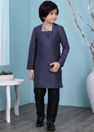 Readymade Cotton Blue Kurta With Pajama