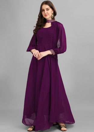 Magenta Readymade Georgette Gown