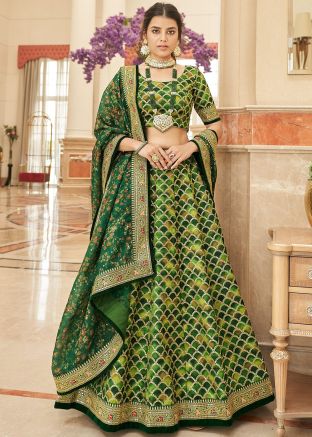 Green Embroidered Lehenga Choli & Dupatta