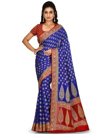 Blue Woven Pure Banarasi Silk Saree