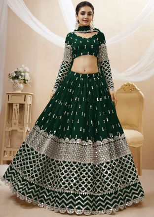 Green Lehenga Choli In Dori Embroidery