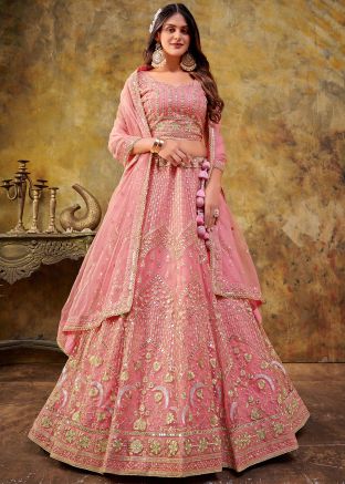 Pink Sequins Embellished Lehenga Choli