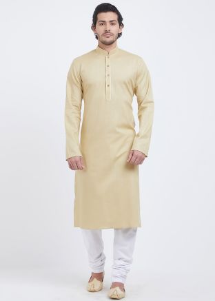 Yellow Linen Readymade Kurta Churidar