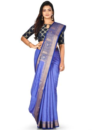 Blue Woven Pure Banarasi Silk Saree