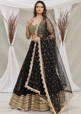 Balck Embroidered Georgette Lehenga Choli