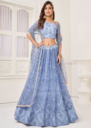 Blue Embroidered Lehenga Choli