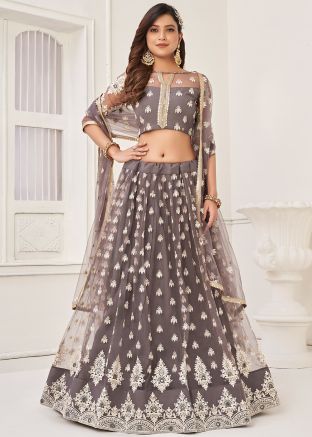 Grey Embroidered Lehenga Choli